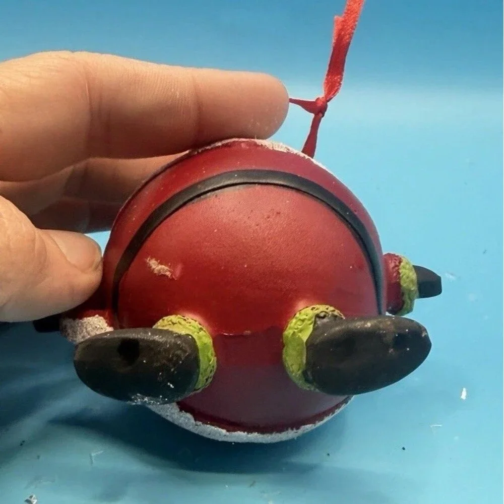 Ceramic Santa Claus Christmas Ornament Glitter Red Green Holiday Decor Unbranded